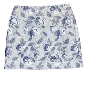 Loft Outlet Silver Navy and White Floral Tapestry Mini Skirt Sz 10P